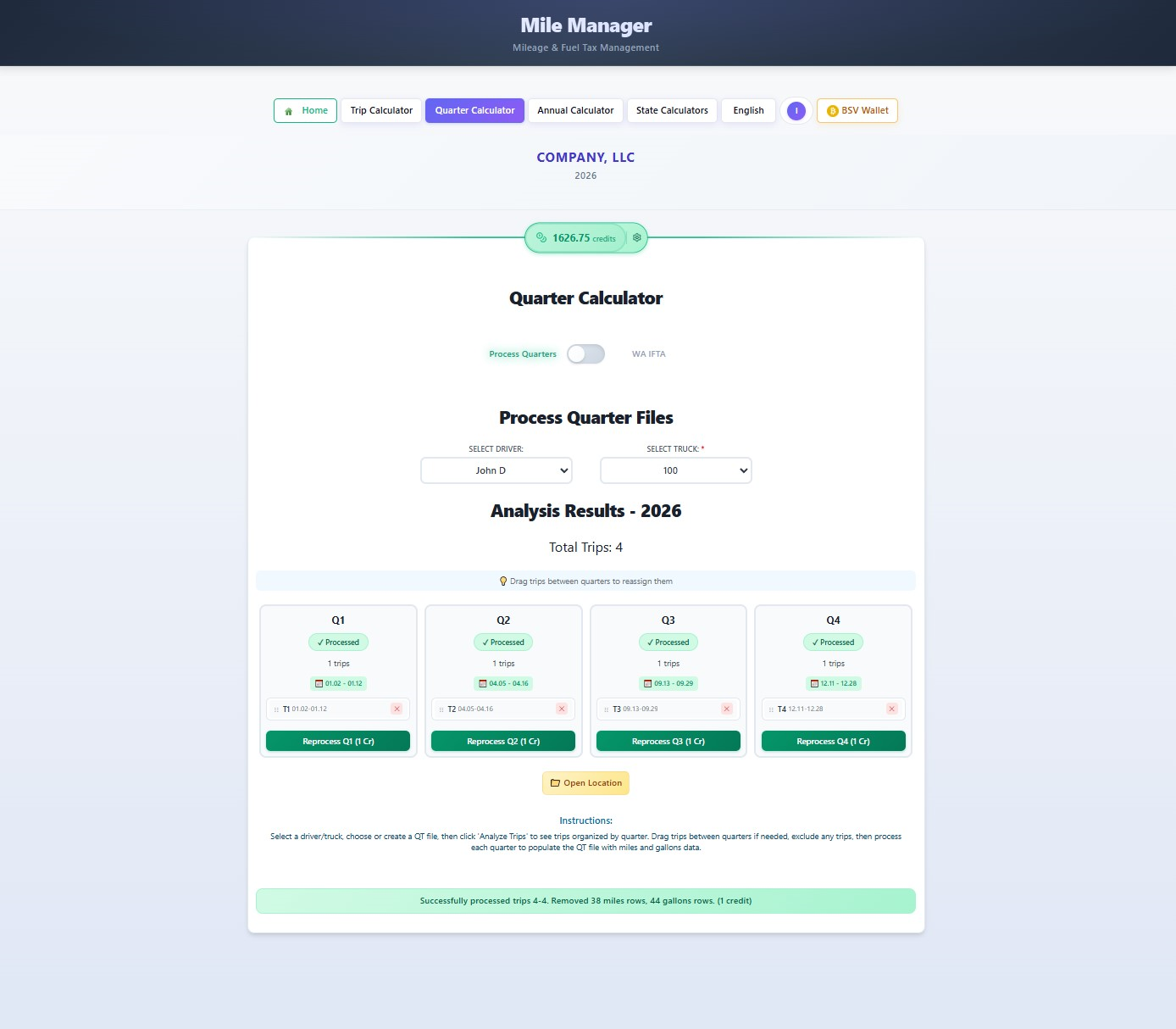Quarterly Reports - IFTA-ready in seconds